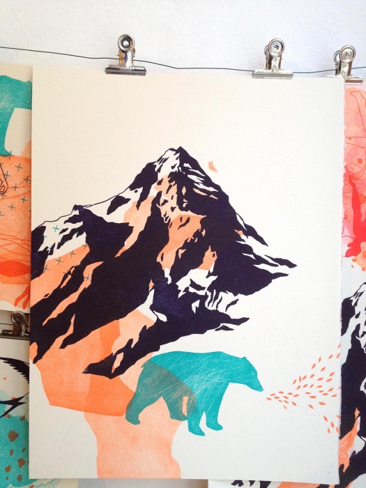 grande montagne - linogravure