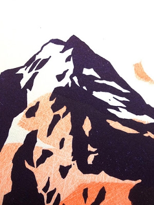 grande montagne détail - linogravure