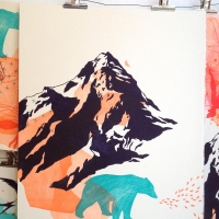 grande montagne - linogravure