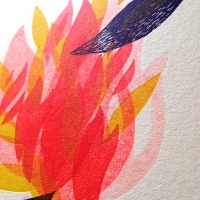 feu  - linogravure